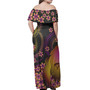 Philippines Polynesian Pattern Combo Dress And Shirt Plumeria In Wave