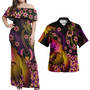 Pohnpei Polynesian Pattern Combo Dress And Shirt Plumeria In Wave