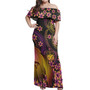 Samoa Polynesian Pattern Combo Dress And Shirt Plumeria In Wave