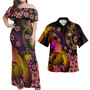 Samoa Polynesian Pattern Combo Dress And Shirt Plumeria In Wave