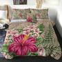 Hawaii Comforter Hibiscus Plumeria Palm Leaves Lauhala Background Polynesian