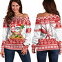 Hawaii Off Shoulder Sweatshirt Santa Surfing Merry Christmas Kanaka Maoli