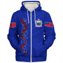 Samoa Sherpa Hoodie Floral Ulafala Lei Style Blue