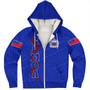 Samoa Sherpa Hoodie Floral Ulafala Lei Style Blue