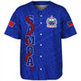 Samoa Baseball Shirt Floral Ulafala Lei Style Blue