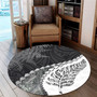 New Zealand Round Rug Silver Fern Maori Pattern