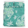 Hawaii Bedding Set Polynesian Pattern Plumeria Turtles