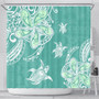 Hawaii Shower Curtain Polynesian Pattern Plumeria Turtles