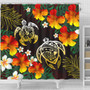 Hawaii Shower Curtain Polynesian Tribal Floral Turtle