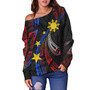 Philippines Filipinos Off Shoulder Sweatshirt Tribal Pattern Filipinos Sun