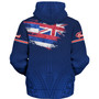 Hawaii Sherpa Hoodie Hawaii Flag Blue Color Polynesian Patterns Grunge Style