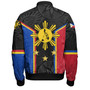 Philippines Filipinos Bomber Jacket Philippines Sun Tribal Pattern Style