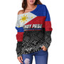 Philippines Filipinos Off Shoulder Sweatshirt Pinoy Pride Grunge Style