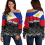 Philippines Filipinos Off Shoulder Sweatshirt Pinoy Pride Grunge Style
