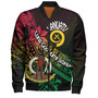 Vanuatu Bomber Jacket  Long God Yumi Stanap Flag Color Tribal Patterns Style