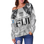 Fiji Off Shoulder Sweatshirt Fiji My Island Home Tribal Patterns