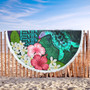 Hawaii Beach Blanket Sea Turtle Abstract Background With Tropical Flowers Hibiscus And Plumeria