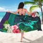 Hawaii Sarong Sea Turtle Abstract Background With Tropical Flowers Hibiscus And Plumeria