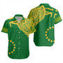 Cook Islands Short Sleeve Shirt Tribal Flag With Coat Of Arms