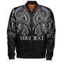 Hawaii Custom Personalised Bomber Jacket Black Polynesian Tribal Tatau Design