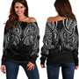 Hawaii Custom Personalised Off Shoulder Sweatshirt Black Polynesian Tribal Tatau Design