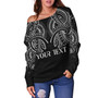 Hawaii Custom Personalised Off Shoulder Sweatshirt Black Polynesian Tribal Tatau Design