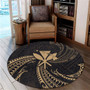 Hawaii Round Rug Kanaka Map Tribal Wave