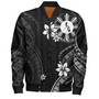 Philippines Filipinos Bomber Jacket Philippines White Hibiscus Flowers Tribal Pattern