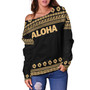 Hawaii Custom Personalised Off Shoulder Sweatshirt Aloha Turtle With Traditional Hawaiian