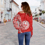 French Polynesia Custom Personalised Off Shoulder Sweatshirt Coat Of Arms Tribal Patterns Style