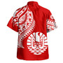 Tahiti Custom Personalised Hawaiian Shirt Tatau White Patterns With Coat Of Arms