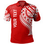 Tahiti Custom Personalised Polo Shirt Tatau White Patterns With Coat Of Arms