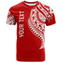 Tahiti Custom Personalised T-Shirt Tatau White Patterns With Coat Of Arms