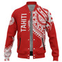 Tahiti Custom Personalised Baseball Jacket Tatau White Patterns With Coat Of Arms