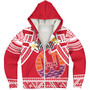 Tahiti Custom Personalised Sherpa Hoodie Tahitian Plumeria Flowers Mix Tribal Patterns