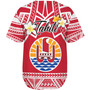 Tahiti Custom Personalised Baseball Shirt Tahitian Plumeria Flowers Mix Tribal Patterns