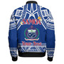 Samoa Custom Personalised Bomber Jacket Polynesian Plumeria Flowers Mix Tribal Patterns