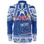 Samoa Custom Personalised Long Sleeve Shirt Polynesian Plumeria Flowers Mix Tribal Patterns