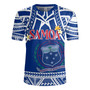 Samoa Custom Personalised Rugby Jersey Polynesian Plumeria Flowers Mix Tribal Patterns