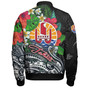 Tahiti Custom Personalised Bomber Jacket Hibiscus And Plumeria With Palm Branches Vintage Style