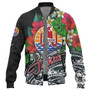 Tahiti Custom Personalised Baseball Jacket Hibiscus And Plumeria With Palm Branches Vintage Style