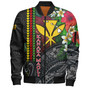 Hawaii Custom Personalised Bomber Jacket Hibiscus And Plumeria With Palm Branches Vintage Style
