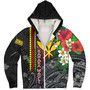 Hawaii Custom Personalised Sherpa Hoodie Hibiscus And Plumeria With Palm Branches Vintage Style
