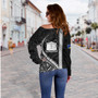 Tokelau Off Shoulder Sweatshirt Tribal Polynesian Coat Of Arms