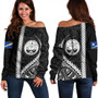 Marshall Islands Off Shoulder Sweatshirt Tribal Micronesian Coat Of Arms