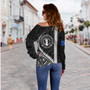 Northern Mariana Islands Off Shoulder Sweatshirt Tribal Micronesian Coat Of Arms