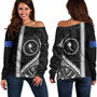 Chuuk State Off Shoulder Sweatshirt Tribal Micronesian Coat Of Arms