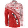 Tonga Custom Personalised Long Sleeve Shirt Tongan Ngatu Pattern Curve Style