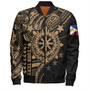 Philippines Filipinos Bomber Jacket - Proud To Be Filipino Tribal Sun Batok Gold Style