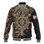 Philippines Filipinos Baseball Jacket - Proud To Be Filipino Tribal Sun Batok Gold Style